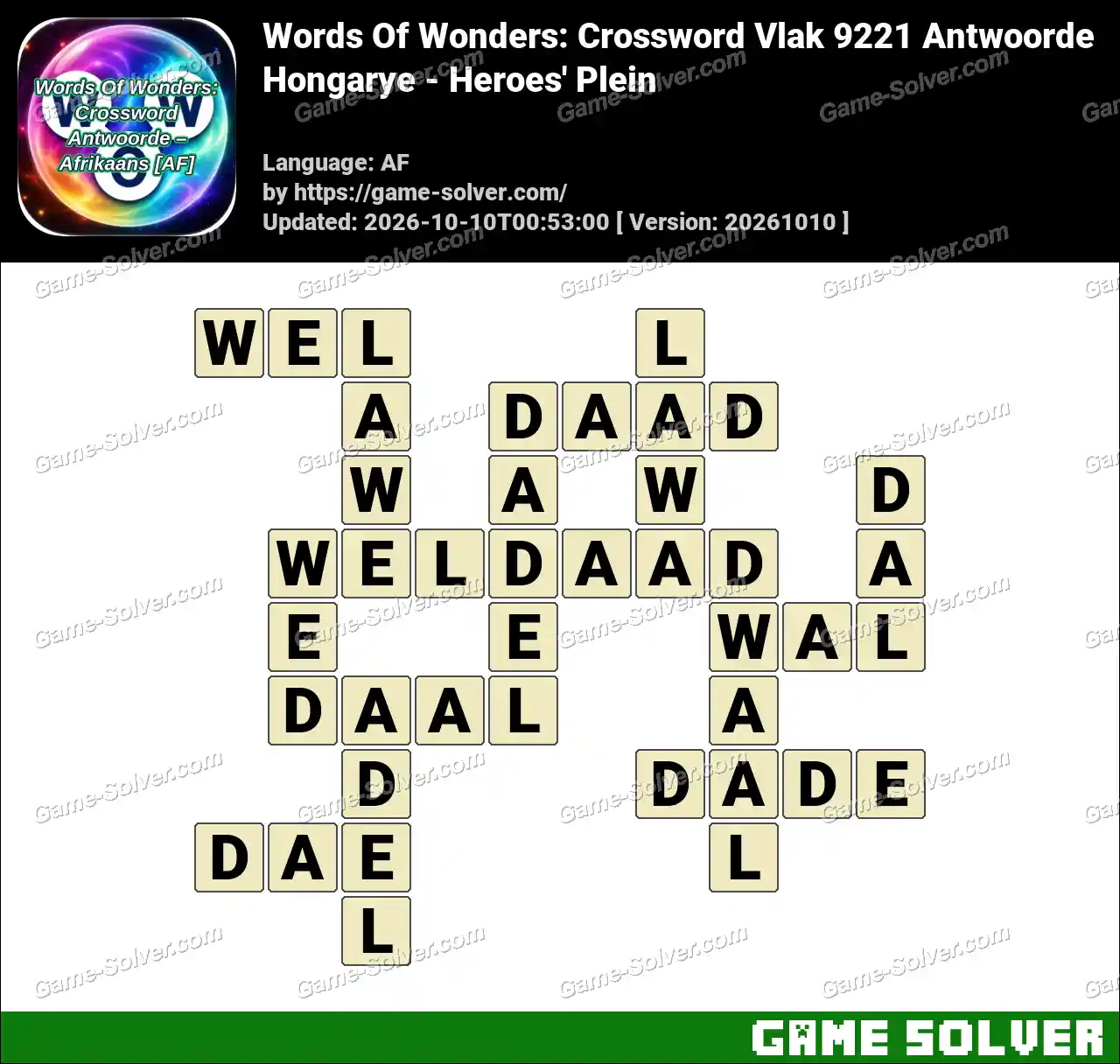 Words Of Wonders: Crossword Vlak 9221 Antwoorde – Hongarye – Heroes’ Plein